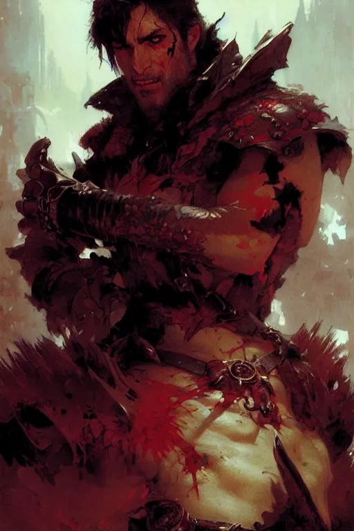 Prompt: bloodfang rogue portrait dnd, painting by gaston bussiere, craig mullins, greg rutkowski, yoji shinkawa