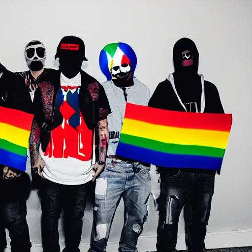 Prompt: hollywood undead but theyre based on pride flags