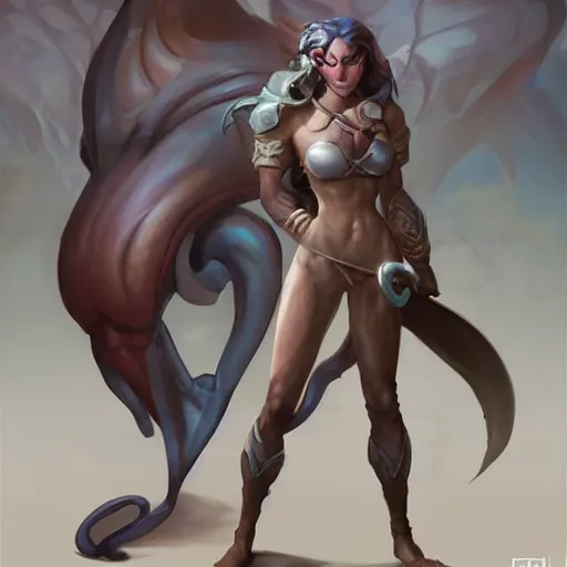 Prompt: stylized and full dressed muscular female D&D warrior character, full body, dinamic body pose, beautiful and simetric face, digital art by Peter Mohrbacher and Artgerm and Julie Dillon and Alex Ross, atmospheric cinematic lighting, concept art, matte, sharp focus, stunning, beautiful, powerfull illustration, highly detailed award-winning masterpiece with incredible and beautiful details, trending on ArtStation