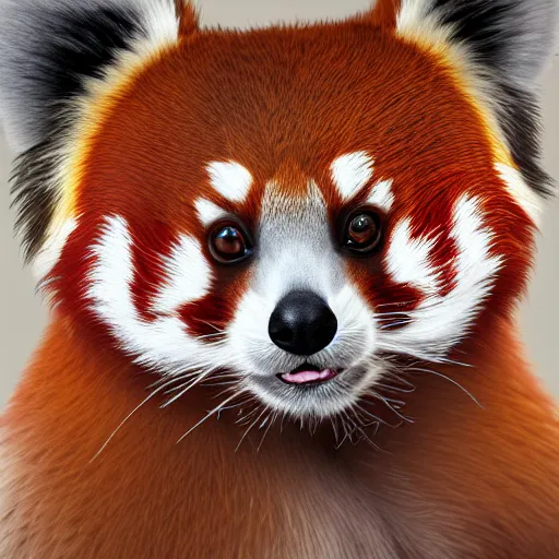 Image similar to portrait of an antrophomorphised red panda girl, digital art, highly detailed, award winning, concept art, intricate, sharp focus, Trending on Artstation HQ, unreal engine 5, 4K UHD image