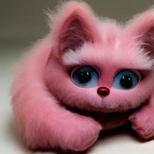 Image similar to photo of an obese giant hairless furby that has been completely shaved and had pinkish skin