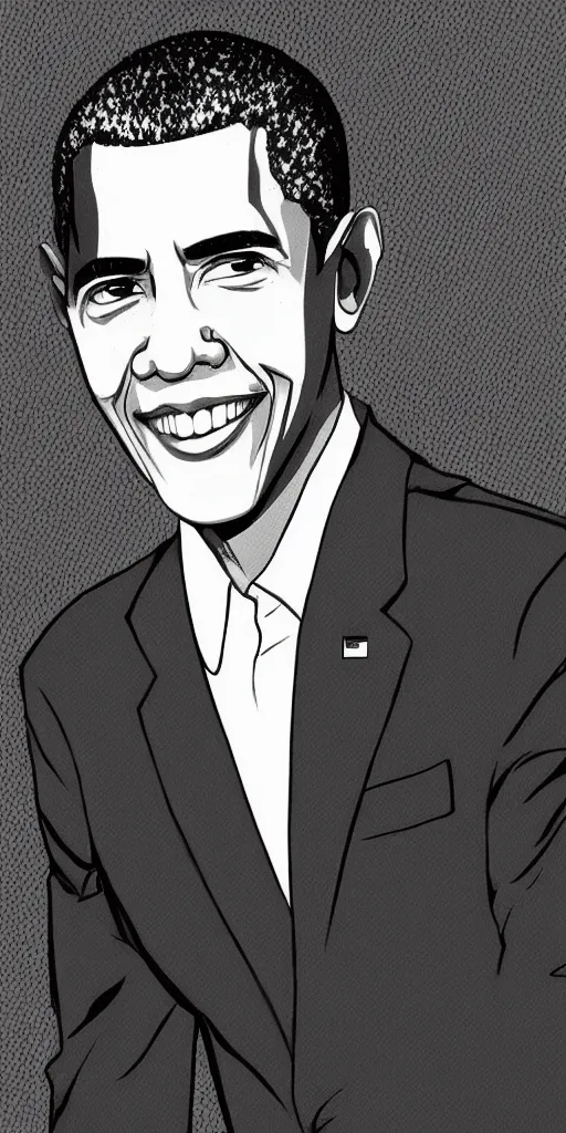 Image similar to barack obama as a manga character, [ fukumoto, drawn ]