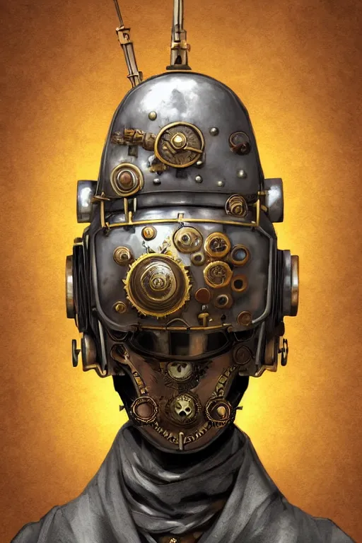 Image similar to steampunk helmet fantasy art mask robot ninja stylized digital illustration sharp focus, elegant intricate digital painting artstation concept art global illumination ray tracing advanced technology chaykin howard and campionpascale and cooke darwyn and davis jack