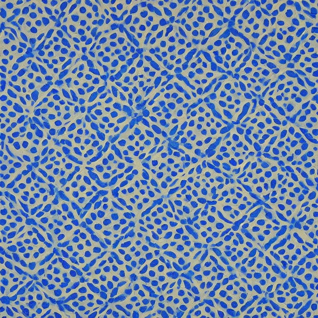 Image similar to a impasto oil painting of beautiful, symmetric indian pattern, blue! and white colors, ultra high details, symmetry, large hexagons!! shapes