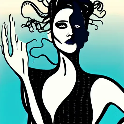 Image similar to jennifer lawrence as the bride of frankenstein, patrick nagel art style