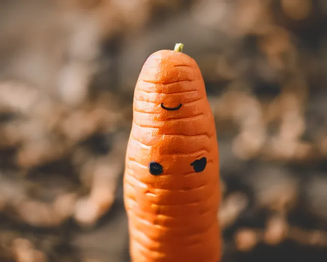 Image similar to photography of a carrot with the face of elon musk, dof and bokeh