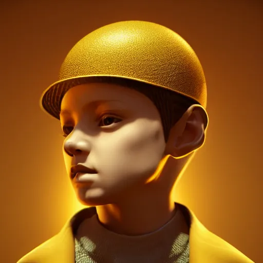 Prompt: boy in innovative avant-garde art, deco fashion, minimalistic theme, highly detailed, photorealistic portrait, golden hour, crisp quality and light reflections, unreal engine 5 quality render