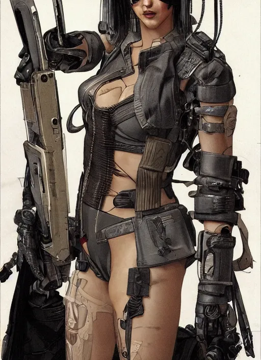 Prompt: cyberpunk samurai in tactical harness and jumpsuit. dystopian. portrait by stonehouse and mœbius and will eisner and gil elvgren and pixar. realistic proportions. cyberpunk 2 0 7 7, apex, blade runner 2 0 4 9 concept art. cel shading. attractive face. thick lines.
