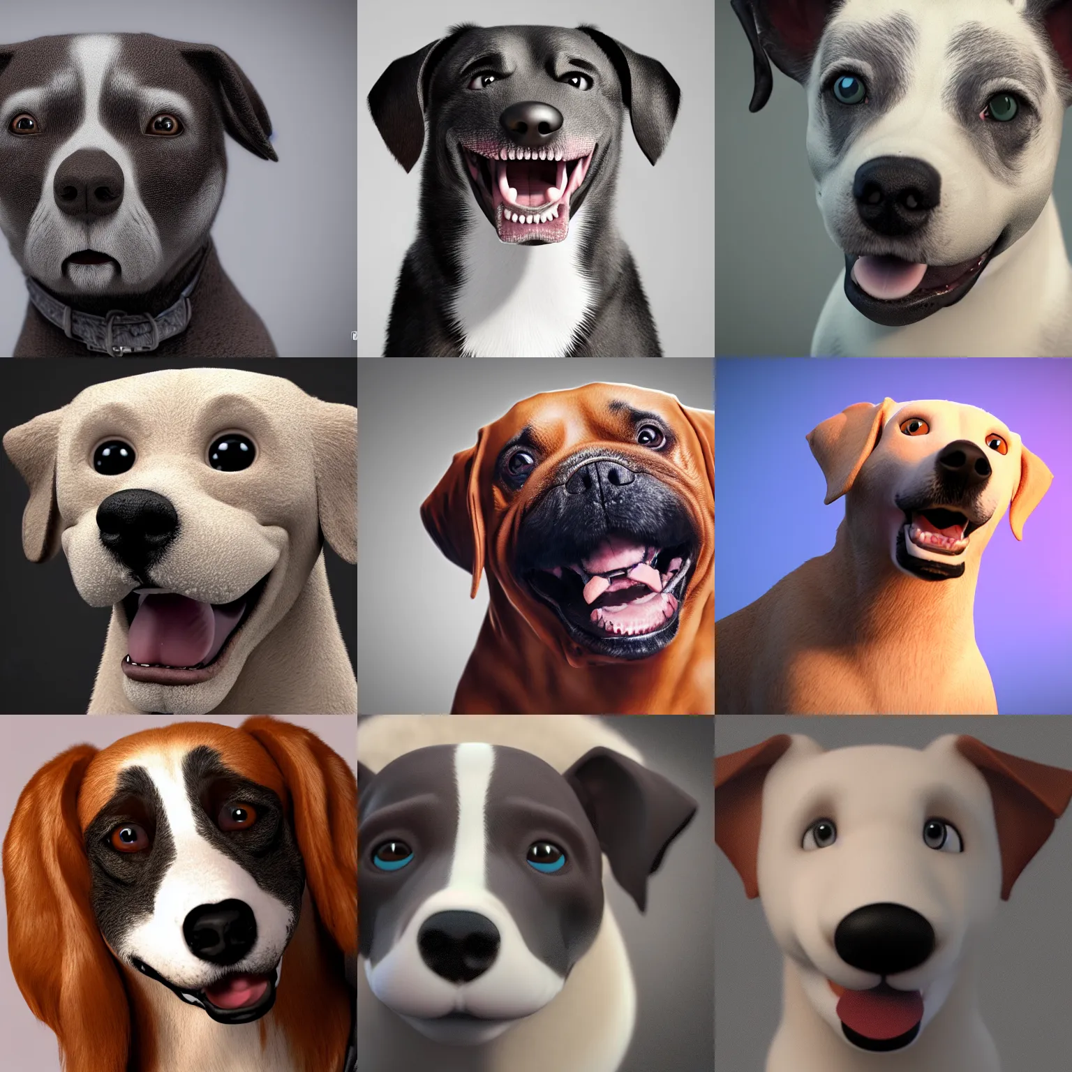 Prompt: a derpy dog smiling for a portrait. octane render, highly detailed, 4k