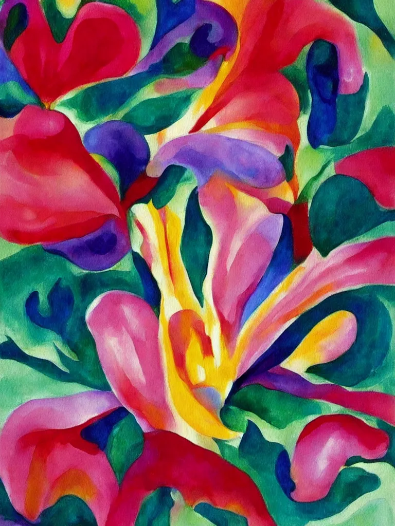 Prompt: an abstract painting of a beautiful flower by georgia o'keeffe,