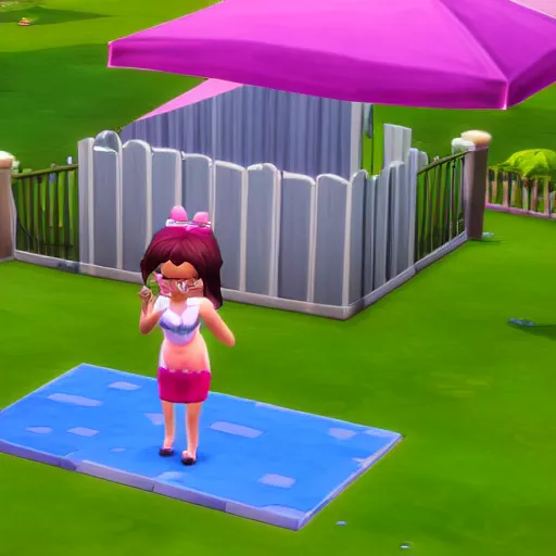 Prompt: chibi bunny girl in the sims 4 isometric