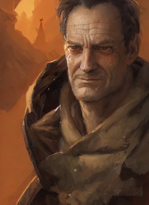 Image similar to a portrait of sam vimes, beautiful painting with highly detailed face by greg rutkowski and magali villanueve