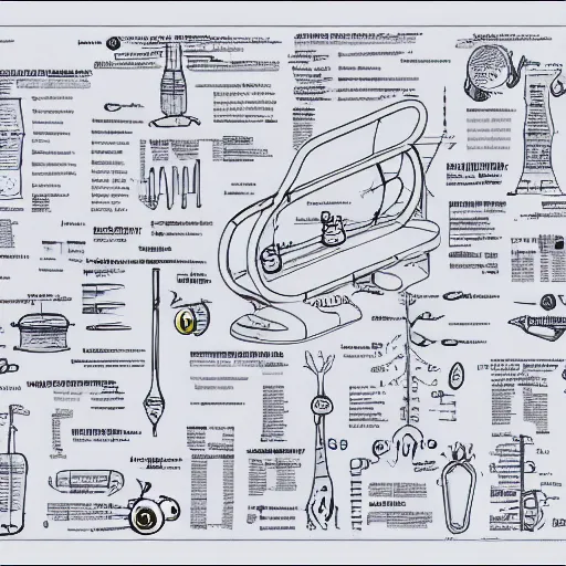 Image similar to medical diagram of spongebob hyper realistic details, part list, diagram, blueprint, manuscript, detailed line art