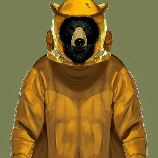 Prompt: portrait of bear beast-man wearing a hazmat suit, digital art, concept art, highly detailed, sharp focus