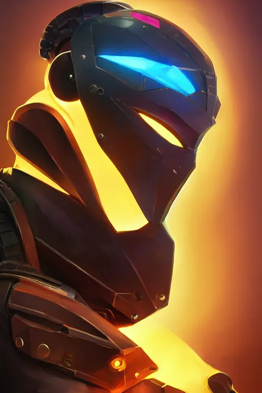 Image similar to epic mask helmet robot ninja portrait stylized as fornite style game design fanart by concept artist gervasio canda, behance hd by jesper ejsing, by rhads, makoto shinkai and lois van baarle, ilya kuvshinov, rossdraws global illumination radiating a glowing aura global illumination ray tracing hdr render in unreal engine 5