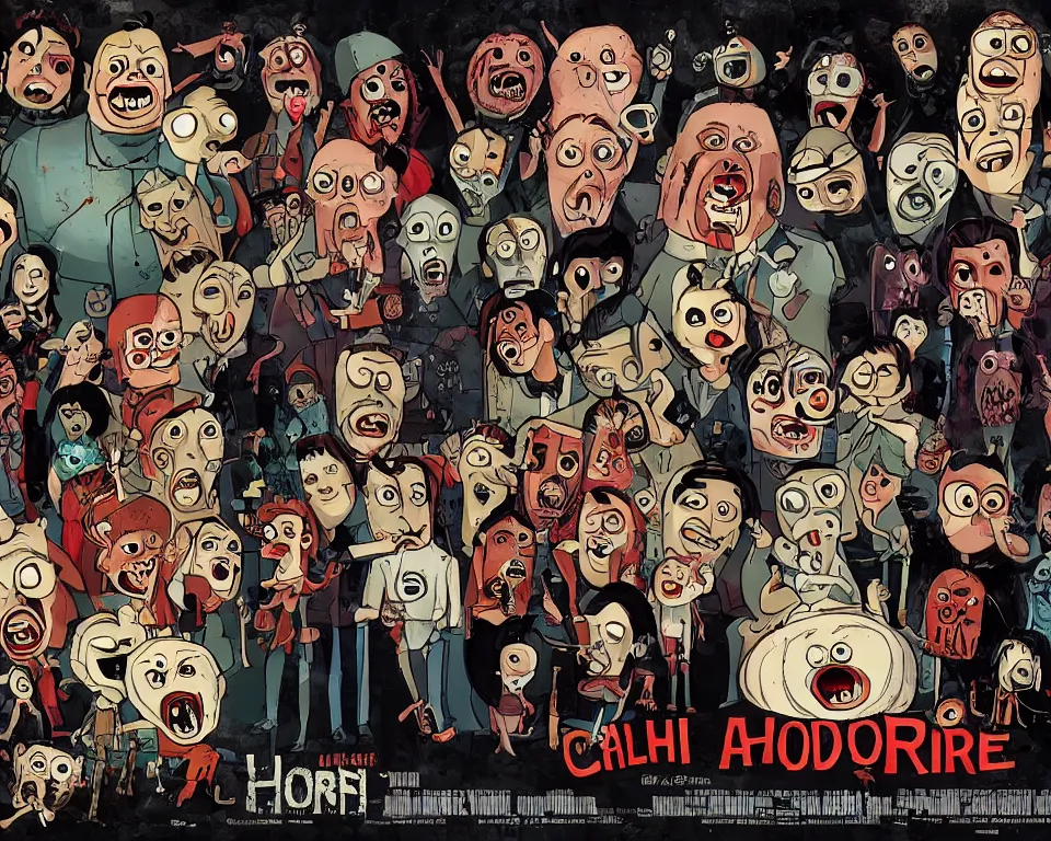 Image similar to a horror movie poster featuring сhip and dale cartoon characters