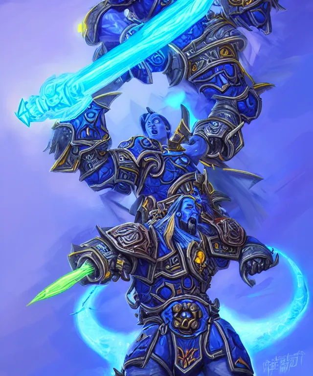 Image similar to bright weapon of warcraft blizzard weapon art, a spiral magic staff, bright art masterpiece artstation. 8k, sharp high quality illustration in style of Jose Daniel Cabrera Pena and Leonid Kozienko, blue colored theme, concept art by Tooth Wu,