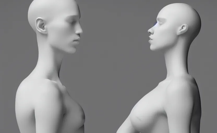 Image similar to human body and head and hair, posing, sss, white solid, pale skin