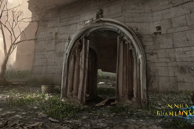 Prompt: An Abandoned, dilapidated portal to the fire realm, photorealistic, 4k, ultra detailed, cinematic lighting, fantasy, magic