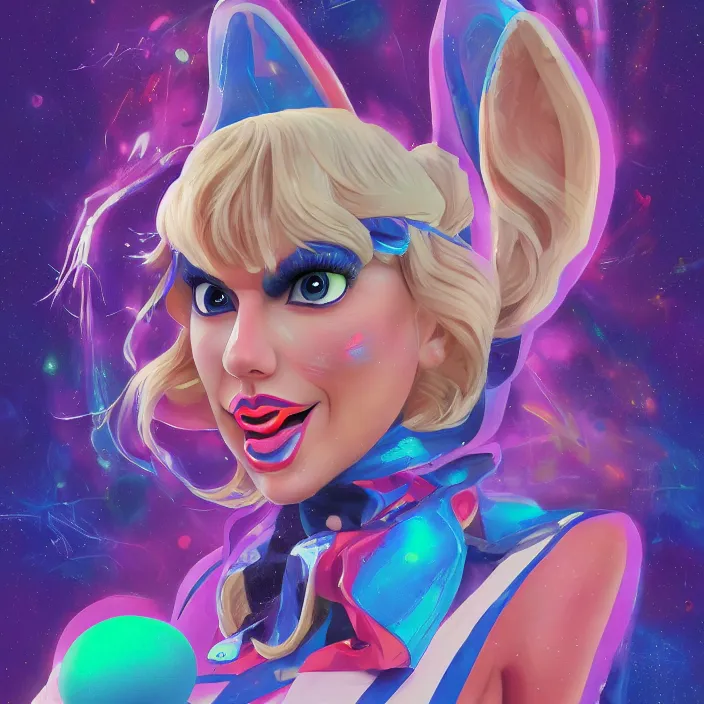 Image similar to portrait of Taylor Swift as Lola Bunny in Space Jam 1996. intricate abstract. intricate artwork. by Tooth Wu, wlop, beeple, dan mumford. octane render, trending on artstation, greg rutkowski very coherent symmetrical artwork. cinematic, hyper realism, high detail, octane render, 8k, iridescent accents