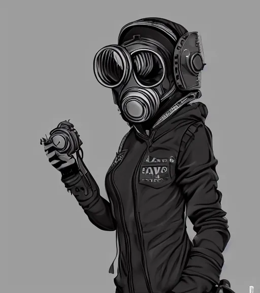 Image similar to a girl, gas mask, punk outfit, highly detailed, digital painting, artstation, concept art, smooth, sharp focus, illustration