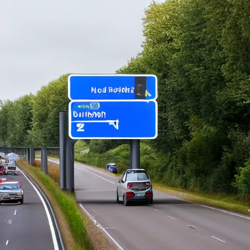 Prompt: Dutch highway sign for A13 exit 10 (Delft-Zuid)