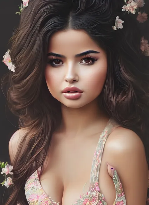 Prompt: dreamlike luxury stunning demi rose portrait wearing kebaya, art by artgerm, wlop, loish, ilya kuvshinov, 8 k realistic, hyperdetailed, beautiful lighting, detailed background, depth of field, symmetrical face, frostbite 3 engine, cryengine,