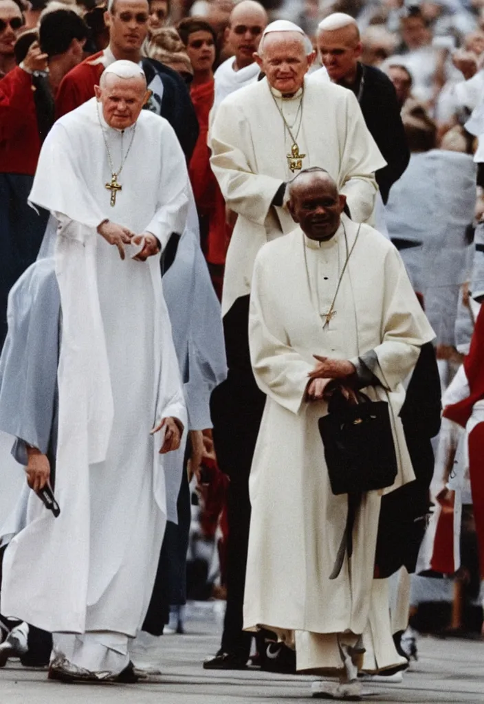 Image similar to john paul ii wearing nike air jordan 1 sneakers