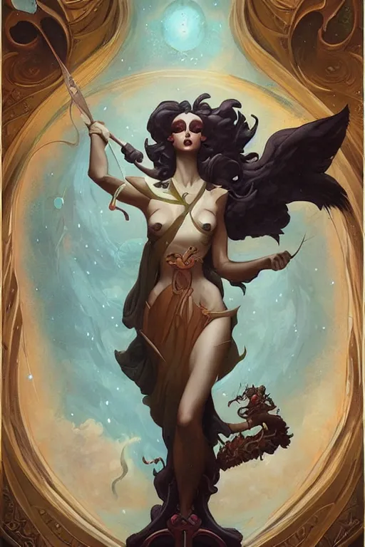 Image similar to Artemis by Peter Mohrbacher in the style of Gaston Bussière, Art Nouveau