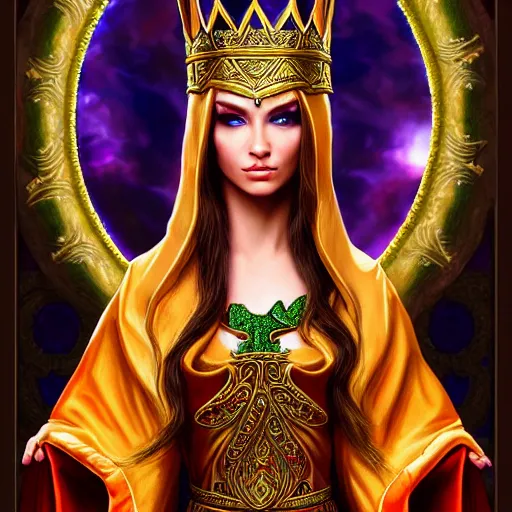 Image similar to beautiful elf queen in ornate robes, highly detailed, 8 k, hdr, award - winning, anne stokes