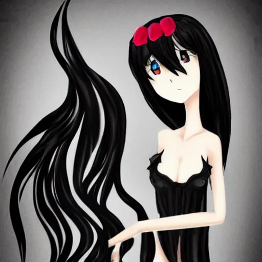 Image similar to anime style goth woman