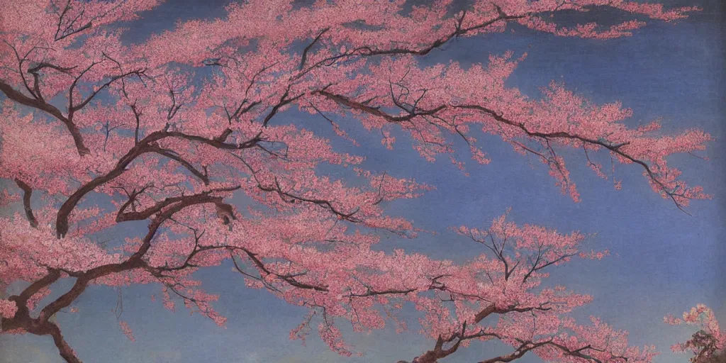 Prompt: cherry blossoms artwork by eugene von guerard
