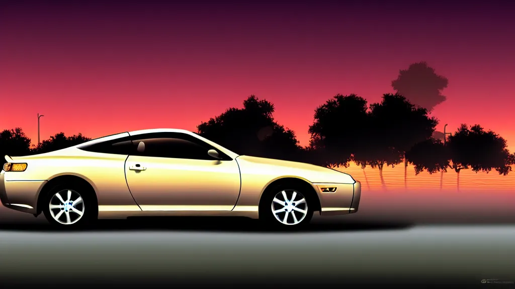 Prompt: Toyota Celica 2009, city sunset night, cinematic color, photorealistic, highly detailed