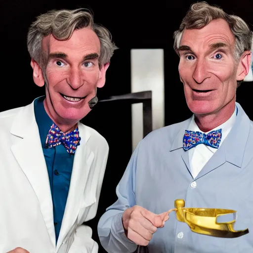 Image similar to Bill nye stuck in the backrooms, high quality