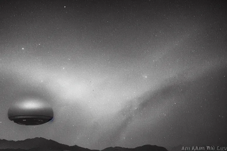 Image similar to alien space ship invading earth in the style of ansel adams, black and white, old, master photography by ansel adams