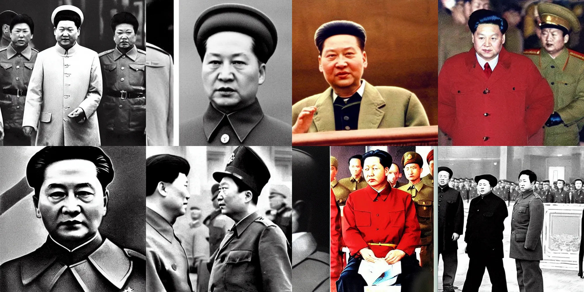 Prompt: Toby Maguire as Mao Zedong, leader of Communist China. He is dressed like a military dictator, and is in a conference with Soviet Leaders in Siberia.
