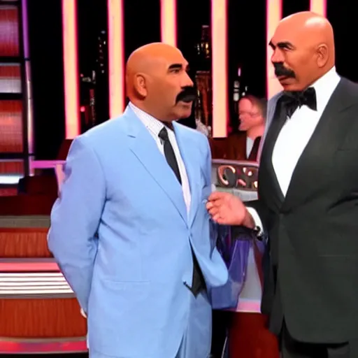 Prompt: hitler meeting steve harvey in family feud ( 2 0 1 6 )