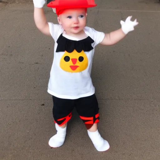 Image similar to cute baby chick dressed as an inmate