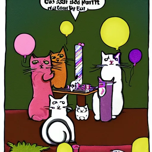 Prompt: cats having a party 2d