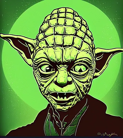 Prompt: portrait of yoda mixed with gollum by liam brazier