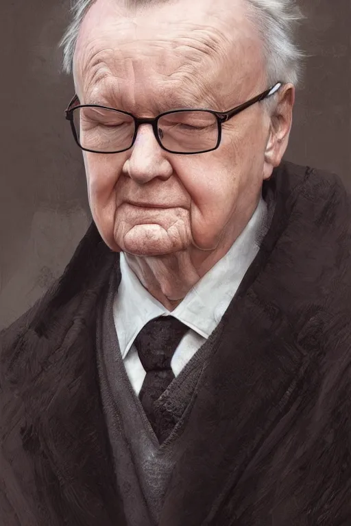 Image similar to portrait of martti ahtisaari, highly detailed, digital painting, artstation, photorealistic, photography, sharp focus, illustration, art by artgerm and greg rutkowski and alphonse mucha