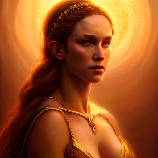 Image similar to majestic gracious regal seductive aphrodite portrait, ancient greece, atmospheric lighting, painted, intricate, volumetric lighting, beautiful, rich deep colours masterpiece, golden hour, sharp focus, ultra detailed, by leesha hannigan, ross tran, thierry doizon, kai carpenter, ignacio fernandez rios