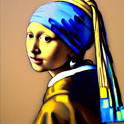 Image similar to greg manchess portrait painting of the girl with the pearl earring with the face of mona lisa, medium shot, asymmetrical, profile picture, organic painting, sunny day, matte painting, bold shapes, hard edges, street art, trending on artstation, by huang guangjian and gil elvgren and gerald brom