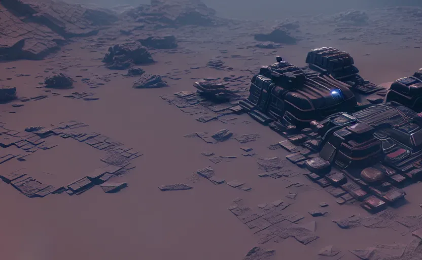 Prompt: one building game asset futuristic kitbash epic shot of a space base on a desert planet, highly detailed, 8 k, hdr, award - winning, octane render, artstation, 3 d