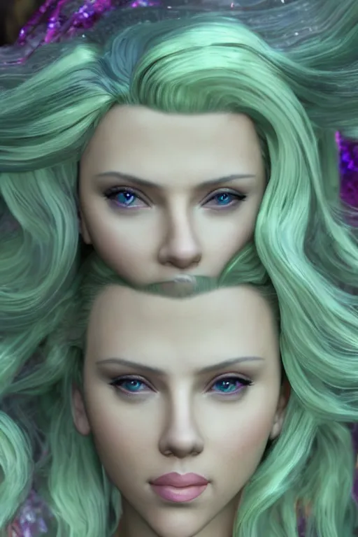 Image similar to scarlett johansson in a mermaid outfit fantasy, highly detailed face, 8 k