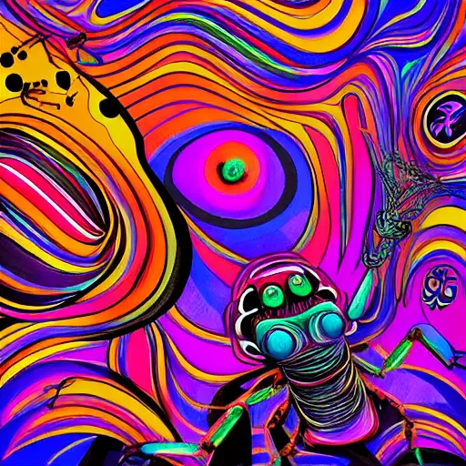 Image similar to paint surrealist 🦗🤖, psychedelic, digital art