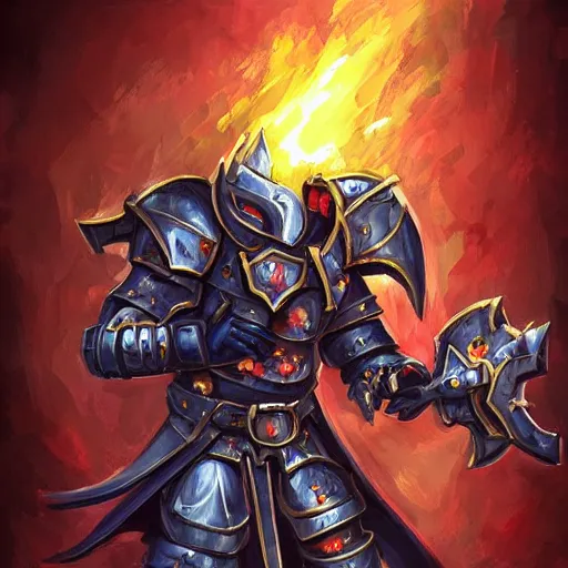 Image similar to Heavy knight’s Gauntlet, the gauntlet, powerful gauntlet, the war gauntlet, war theme, bloodbath battlefield background, fiery battle coloring, hearthstone art style, epic fantasy style art, fantasy epic digital art, epic fantasy card game art