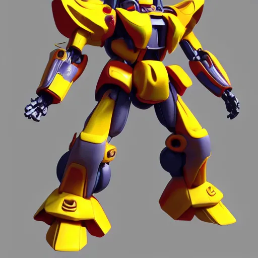 Image similar to A McDonalds Gundam, dynamic pose, greebles, anime, octane render, ultrarealistic