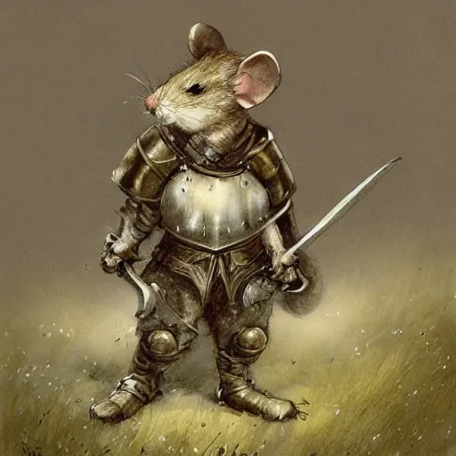 Prompt: a mouse knight by jean baptiste monge