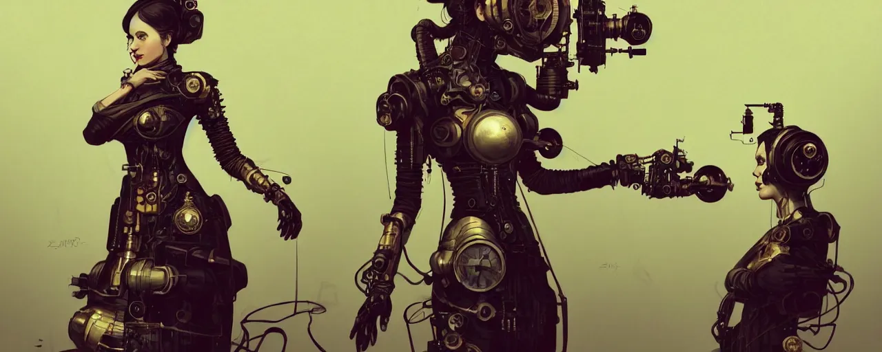 Image similar to duotone dark concept illustration 3 / 4 portrait of ada lovelace as steampunk cyborg. highly detailed mechanism cinematic lighting. fibonacci golden ratio accidental renaissance. by sachin teng and sergey kolesov and ruan jia and heng z. graffiti art, scifi, fantasy, hyper detailed. octane render. concept art. trending on artstation